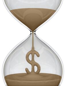 hourglass with money sign
